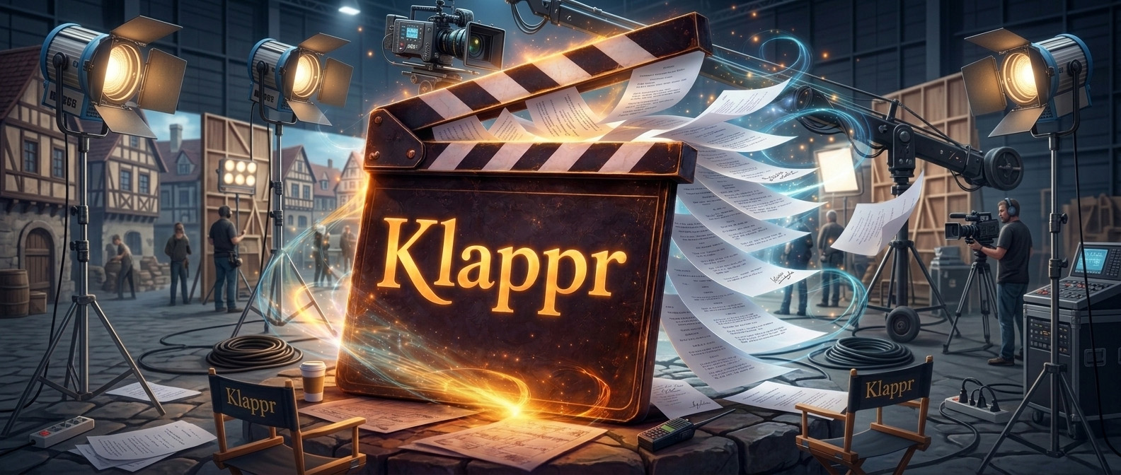 Klappr. Action: From script to set.